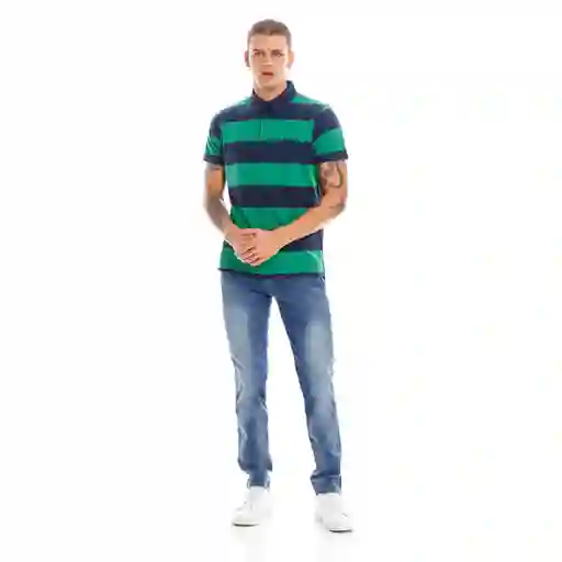 Superdry Camiseta Polo Academy Stripe Verde Rayas Negras Talla S
