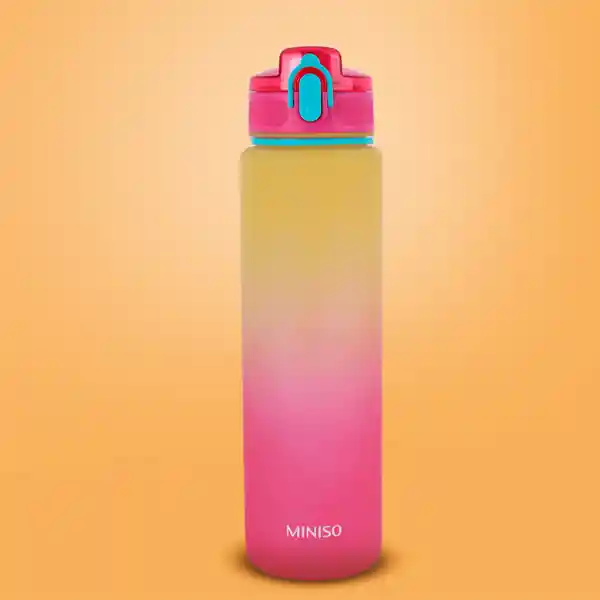 Vaso Plástico Con Correa Amarillo y Rosa 1 L Miniso