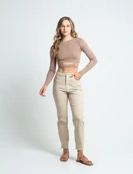 Pantalón Hailey Mujer Beige Concreto Claro T. 4 439E307 Naf Naf