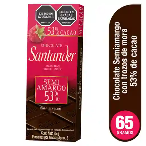 Santander Chocolate de Tabla Fina 53 % Cacao con Mora