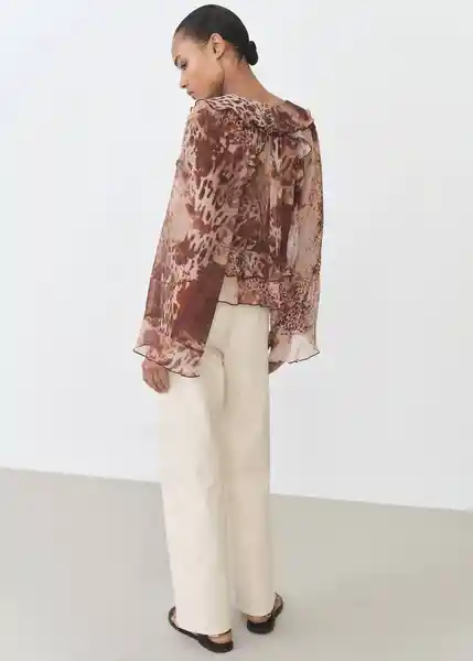 Blusa Butcher Marrón Talla M Mujer Mango
