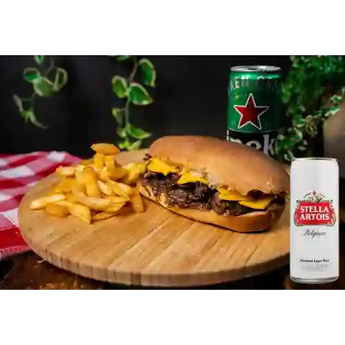 Combo Sándwich Philly Cheese Steak + Stella Artois 269ml