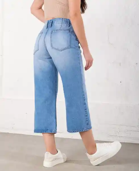 Jean Recto Crop Azul Índigo Medio Talla 6 Mujer Naf Naf