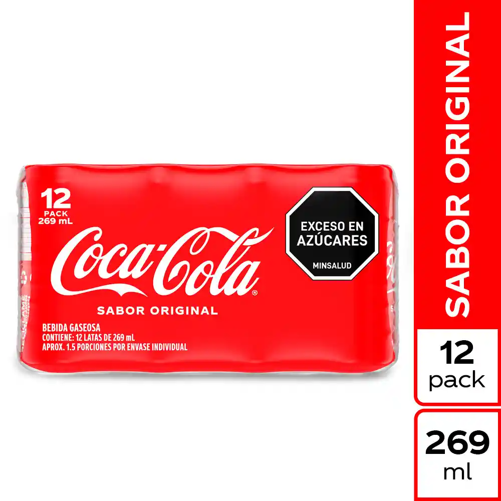 Gaseosa Coca-Cola Sabor Original en Lata 269 ml x12 Unds