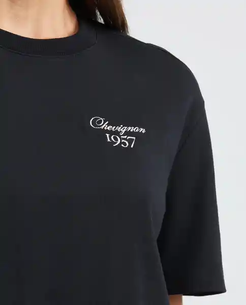 Essential Crewneck Tshirt Negro Sombrío Ultraoscuro Talla L Mujer Chevignon