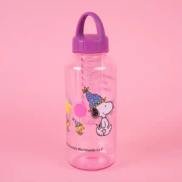 Vaso Plástico Con Asa de Serie Snoopy Rosa 1000 mL Miniso