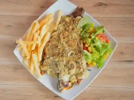 Trucha con Queso y Champiñones