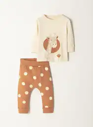 Conjunto Manga Larga 3/6 Meses - Camel