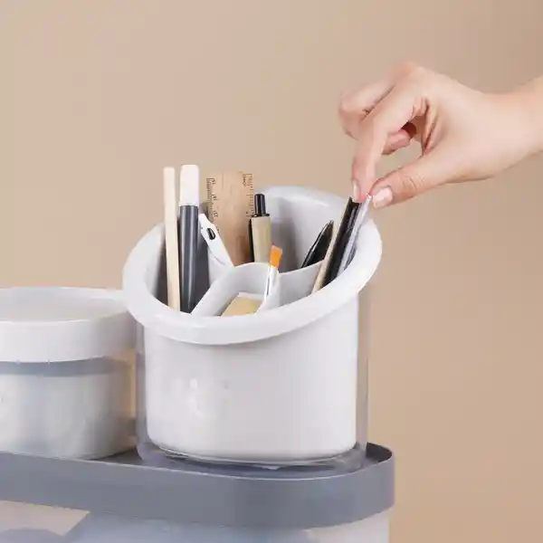 Organizador 3 Compartimentos Serie Silver Gray Gris Claro Miniso