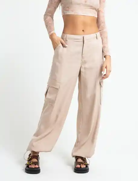 Pantalón Suit Beige Latte Medio Talla 6 Naf Naf