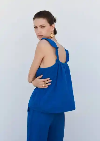 Top Bambú Azul Talla 18 Mujer Mango