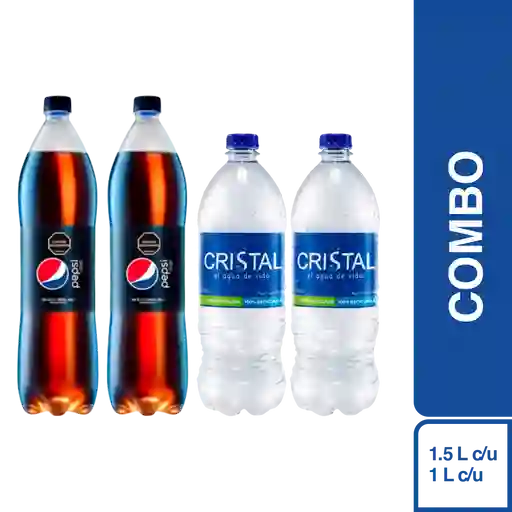 Combo Pepsi Sin Azúcar 2 Und + Agua Cristal 2 Und