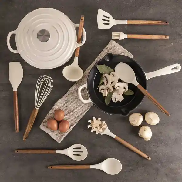 Batidor Silicona Acacia Blanco Ambiente Gourmet