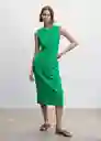 Vestido Nudo-H Verde Talla S Mujer Mango