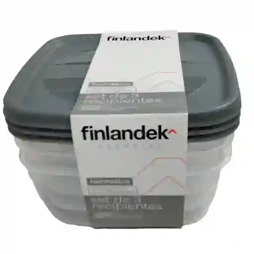 Set 3 Recipiente Cuadrad 900Ml Finlandek Basic Esencial 21039