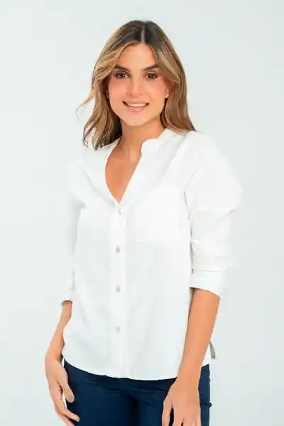 Camisa Rhaffia Color Blanco Crudo Talla L Ragged