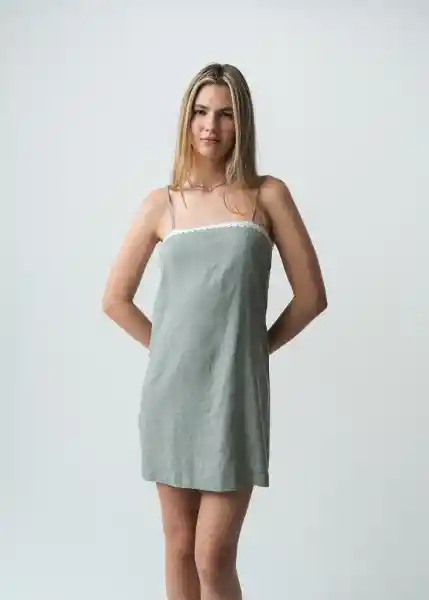 Vestido Liken Verde Calma Medio Talla M 472G377 Naf Naf