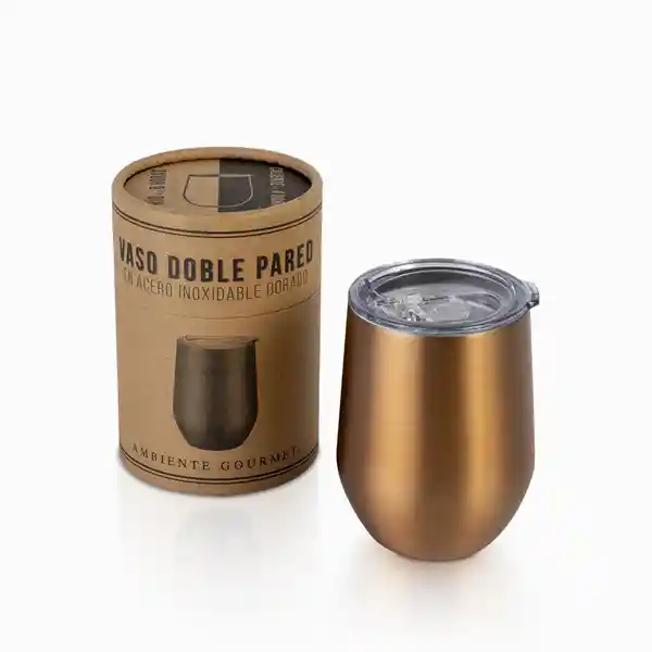 Ambiente Gourmet Vaso Doble Pared en Acero Inoxidable Dorado