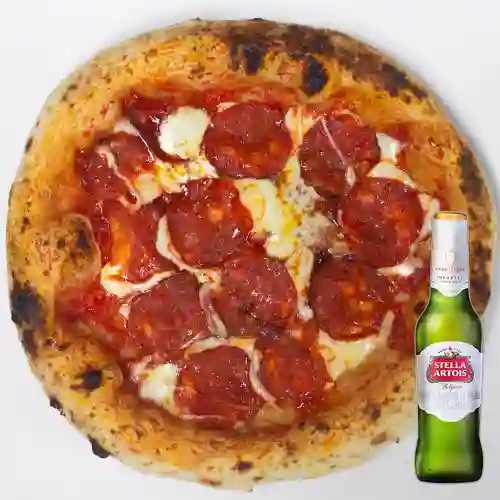Combo Pizza Chorizo Vela + Stella Artois Bot. 330ml