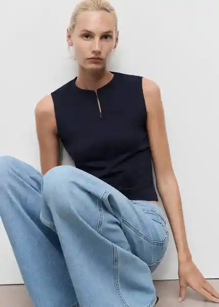 Top Brin Navy Talla XS Mujer Mango