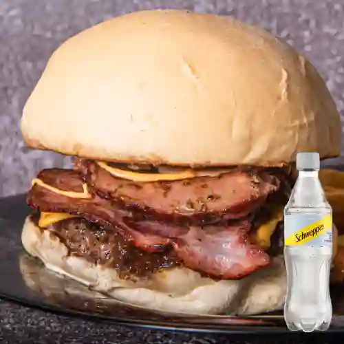 Combo Hamburguesa Bacon Chorizo + Schweppes Soda 400ml