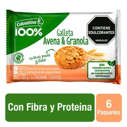 Colombina 100% Galleta Avena y Granola con Quinua, Coco y Uvas