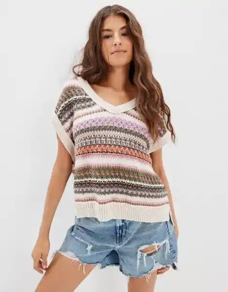 American Eagle Chaleco Jersey Oversized Multicolor Talla Medium