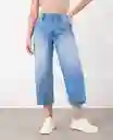 Jean Recto Crop Azul Índigo Medio Talla 6 Mujer Naf Naf