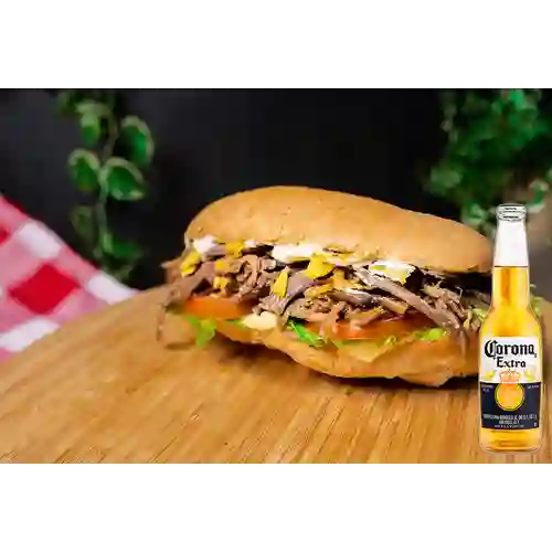Combo Sándwich de Ropa Vieja + Corona 330 ml