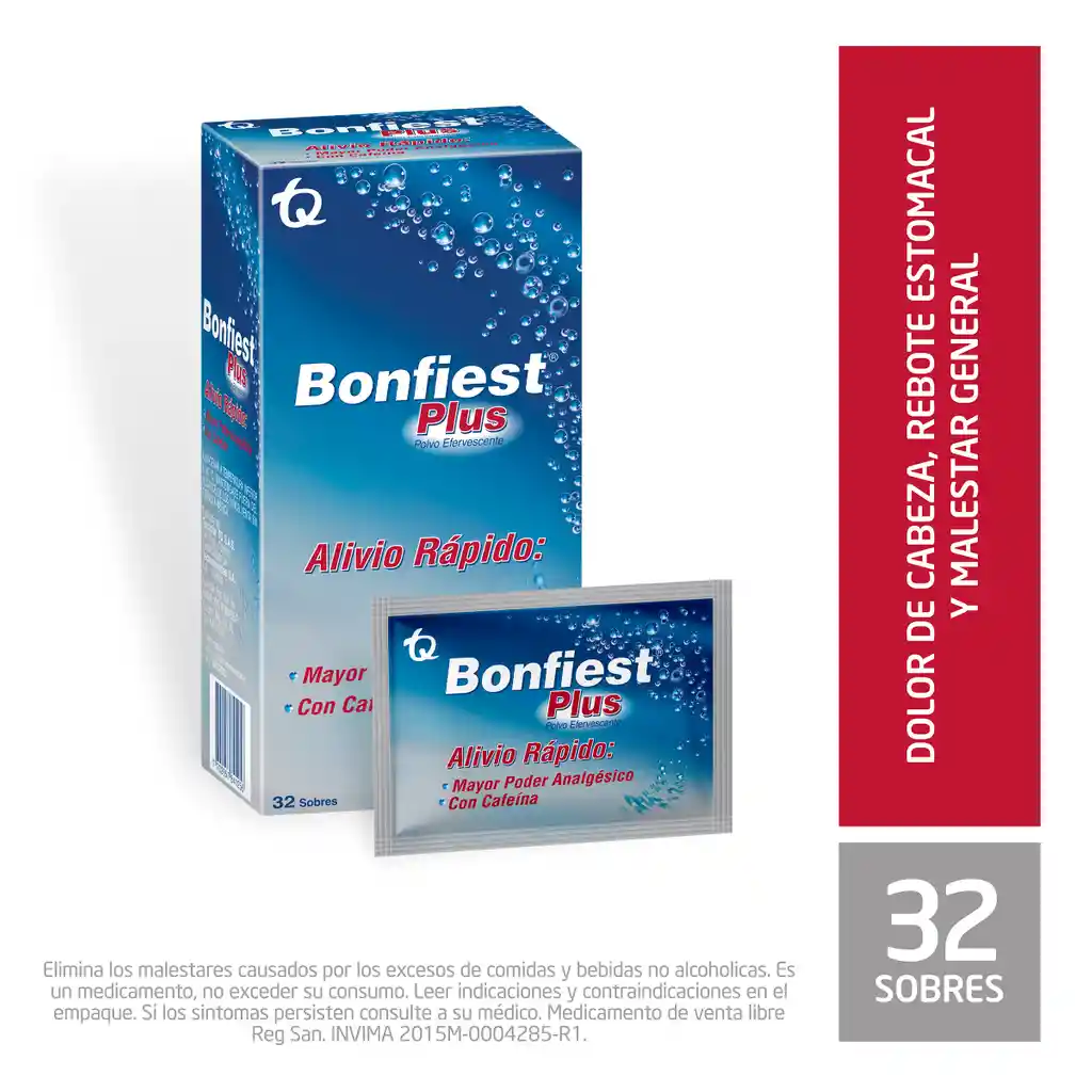 Bonfiest Plus Polvo Efervescente Alivio Rápido en caja 