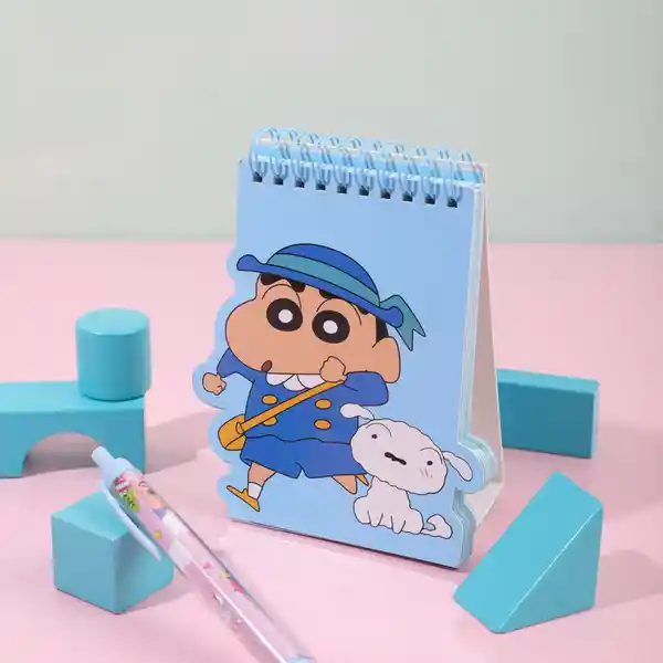 Libreta Argollada B Shinnosuke y Shiro Crayon Azul Miniso