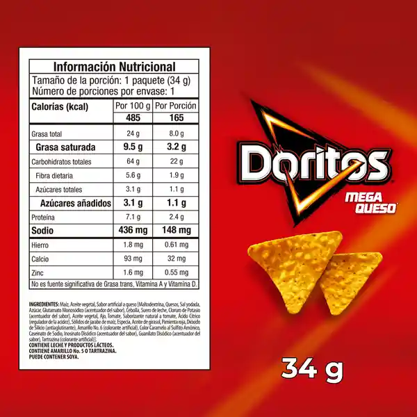 Doritos Snack Megaqueso 34 g