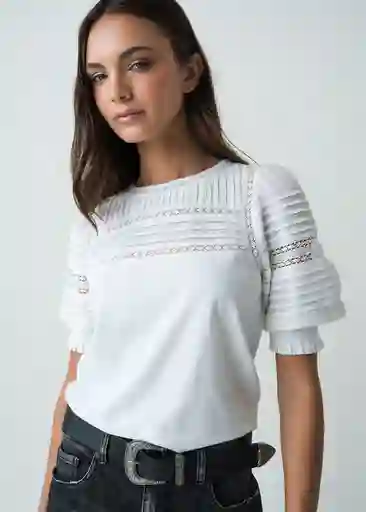 Camiseta Mujer Crudo Puro Claro Talla M 502G075 Naf Naf