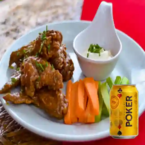 Combo alitas x 8 + poker 355 ml