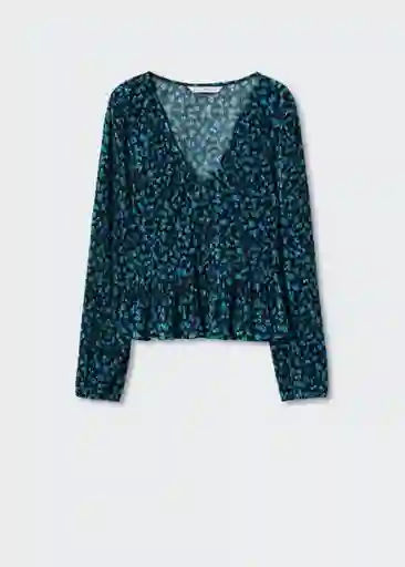 Blusa Blulinda Azul Talla L Mujer Mango