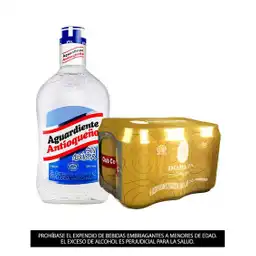 Aguardiente Antioqueño Sin Azucar Azul 750 Ml + Sixpack Club Colombia Dorada Lata 330 Ml