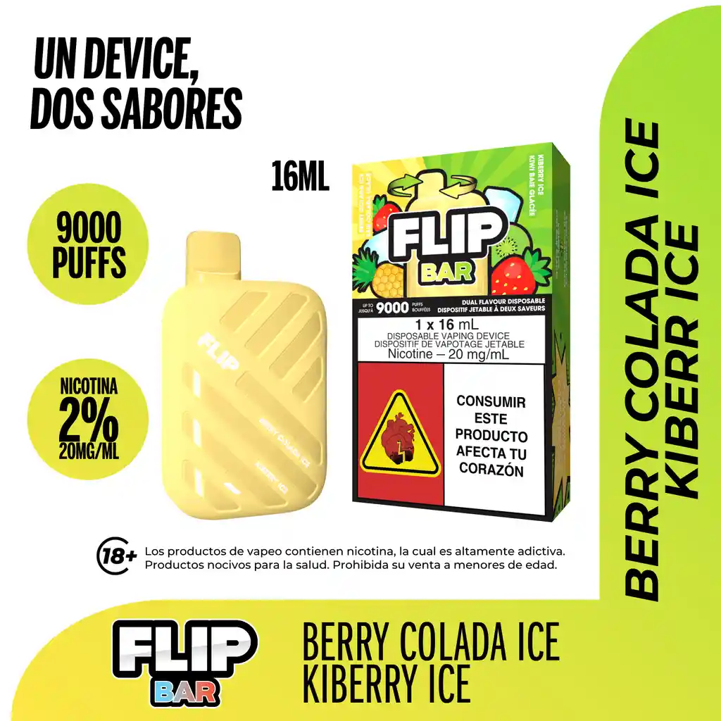 Stlth Flip Vapeador Bar Berry Colada Ice And Kiberry Ice