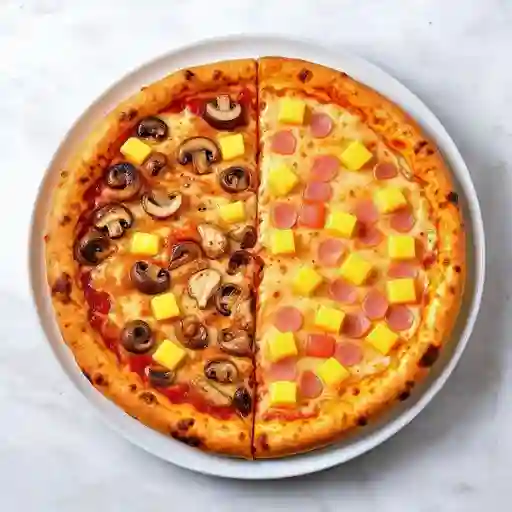 Pizza Mediana Pollo Champiñones/hawaiina
