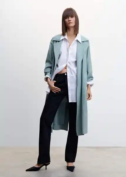 Gabardina Trench Taxi Azul Talla XS Mujer Mango