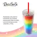 Vaso de Plástico de Doble Capa Con Pitillo Rainbow Series Miniso