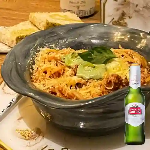 Combo Pasta Bolognese + Stella Artois Bot. 330ml