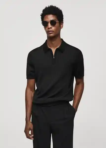 Camiseta Polo Ruisenor Negro Talla XL Hombre Mango