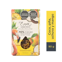 Evok Chocolate 70% cacao, Caribe Mágico Coco, piña, uchuva y mango