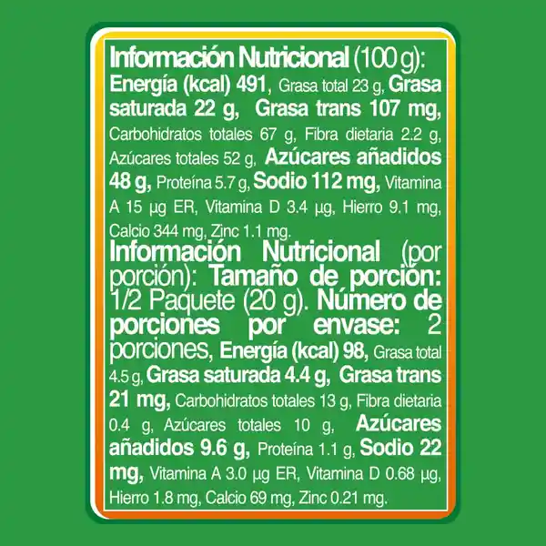 Milo Trozos con Malta Cubiertos Sabor Chocolate