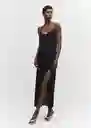 Vestido Asun Negro Talla L Mujer Mango