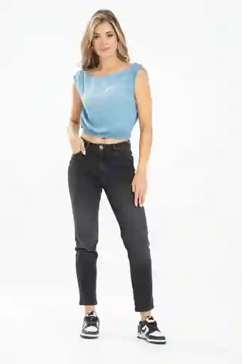 Jean Mom Montana Color Negro Talla 12 Ragged