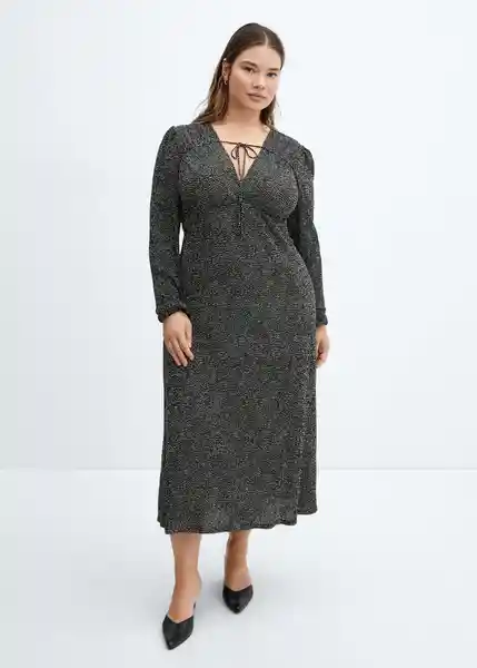 Vestido Pomelo Negro Talla L Mujer Mango