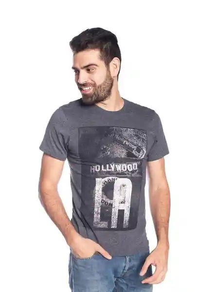 Camiseta Cuello Redondo Hombre Negro Talla L People