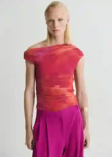 Top Mira Fucsia Talla M Mujer Mango