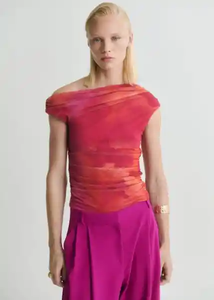 Top Mira Fucsia Talla M Mujer Mango